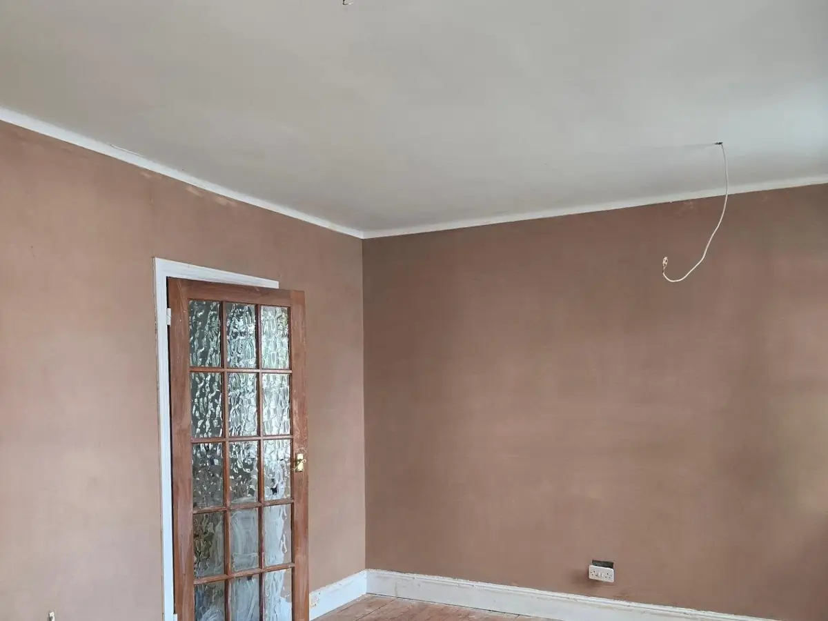 Period room replastered, floorboards protected, by ST Plastering & Rendering
