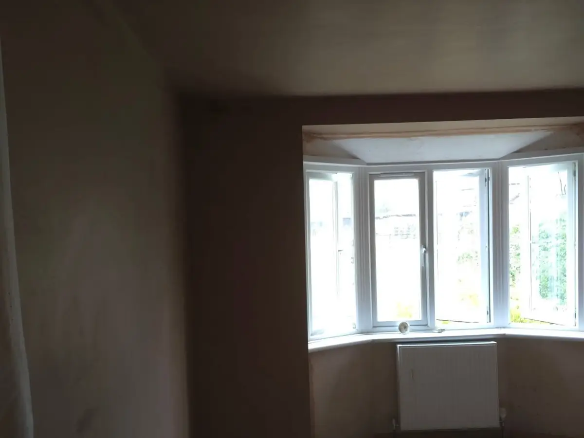Bay window and walls freshly plastered