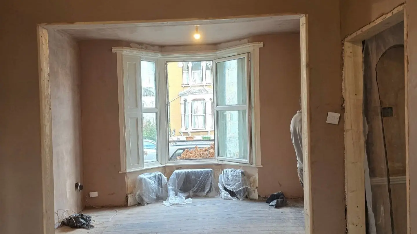 Bay window room plastered in a Walthamstow terrace by ST Plastering & Rendering