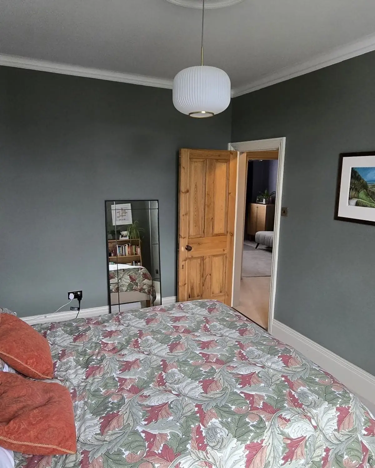 Bedroom walls and ceiling skimmed, pictured decorated, by ST Plastering & Rendering