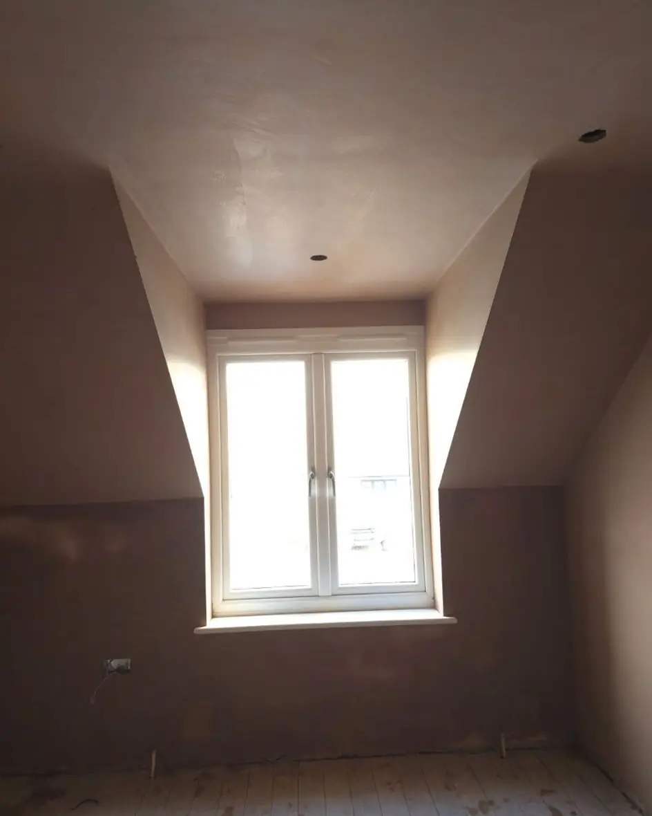Loft room plastered around a dormer window, by ST Plastering & Rendering