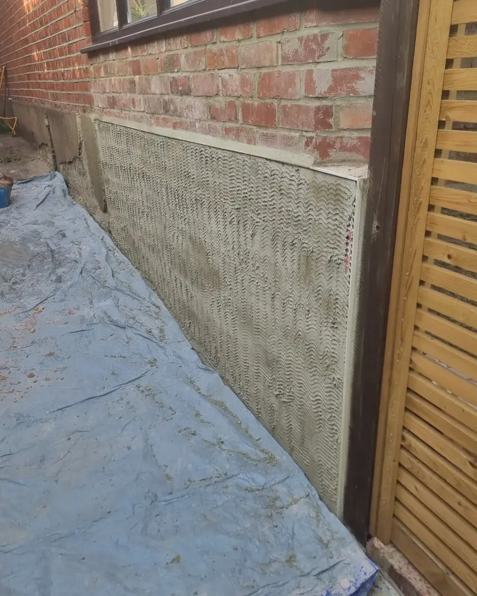 Side wall meshed ready for render, with the path sheeted
